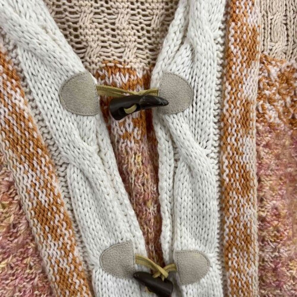 Free People Multicolor Cozy Hooded Toggle Button Chunky Knit Cardigan Womens Med - Picture 5 of 8
